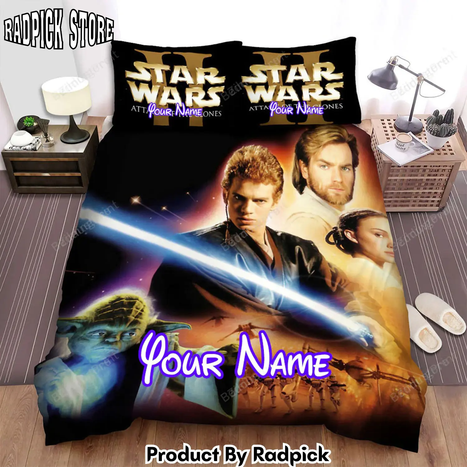 Radpick star wars episode ii attack of the clones poster movie poster bed sheets duvet cover personalized name bedding sets ver 3 rp3271965